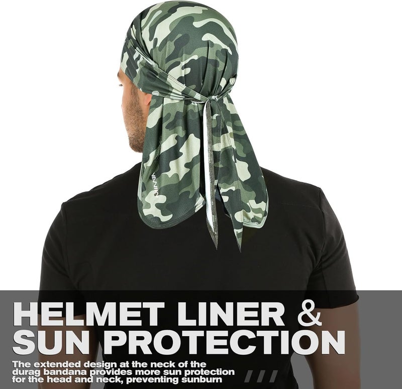 YANIKY Bandanas Skull Caps for Men, Do Rag Women Breathable Helmet Liner, 3 in 1 Face Covering UV Sun Protection Neck Drape Durags - Image 5